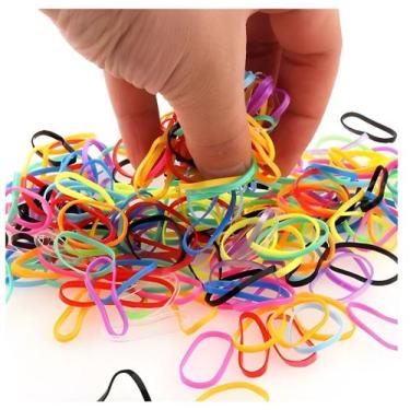 Imagem de Jogo 1000Elásticos Silicone Estojo Colorido Cabelo Liguinha - TIGHGLY