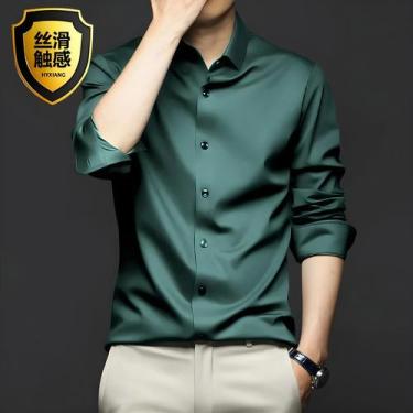 Imagem de Camisa Masculina Branca de Manga Comprida - Sem Ferro, Anti-rugas (S-5