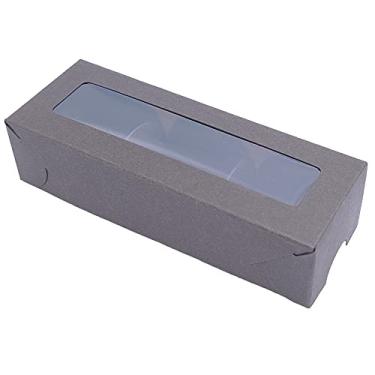 Imagem de 20 Caixas de papel kraft tampa marrom com visor, tamanho 11x4cm com 60 forminhas pétalas, ideal para 3 doces