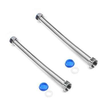 Imagem de Conectores de aquecedor de água ondulado com linha de água flexível de aço inoxidável MroMax 1,9 cm para banheiro, 3,9 pol. de comprimento, 1 peça, MRO200614B-0049, 2pcs 30cm / 11.8"