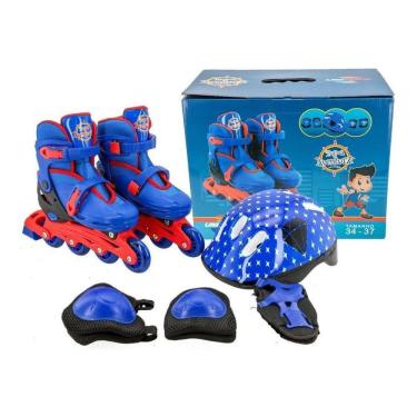 Imagem de Kit Patins In Line Da Turma Aventura Azul 34/37 1502 Unitoys