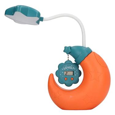 Imagem de LED Desk Lamp, Flexible Gooseneck Desk Light with Pen Holder Pen Sharpener Mirror Electronic Clock USB Charging Eye Protection Cartoon Small Table Lamp Study Lamp for Kids Students Dorm(Orange)