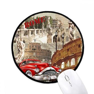Imagem de Tapete de mouse com estampa nacional de paisagem de Roma da Itália para mesa de escritório tapete redondo para computador