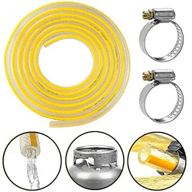Imagem de Mangueira Multiuso 3/8 Gás 5 M Metros Transparente Parede Cozinha Universal Grossa Reforçada Botijão Com Abraçadeira Reforcada Industrial