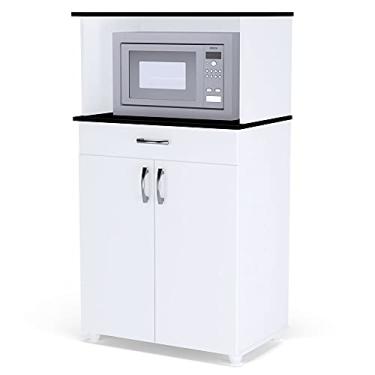 Imagem de Balcão Cozinha Microondas Multiuso Carina 2 Portas e 1 Gaveta Flex Branco - Desk Design