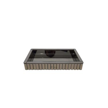 Imagem de Bandeja Decorativa Retangular de Vidro Fumê 35cm