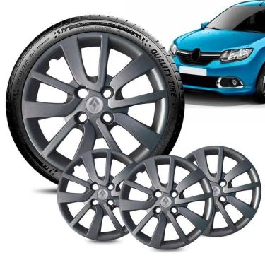 Imagem de Jogo 4 Calota Renault Sandero aro 14 2014 a 20 Grafit Brilha