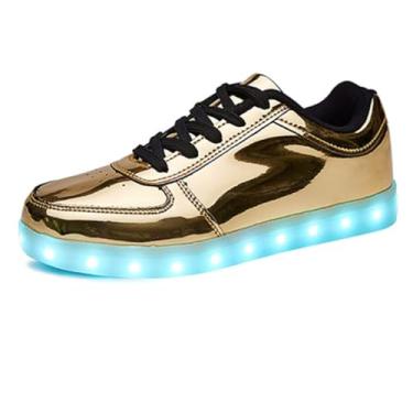 Imagem de Tenis Masculino Feminino Casual Casuais Academia Corrida Caminhada Antiderrapante LED Calçados iluminados Tênis (gold(dourado),36)