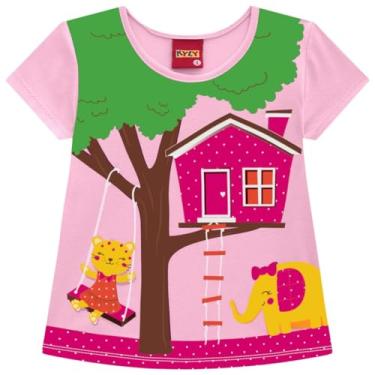 Imagem de Busa Infantil KYLY Menina Casinha Camiseta Camisa Tam 4 a 8 Cor:Rosa Cupcake;Tamanho:6