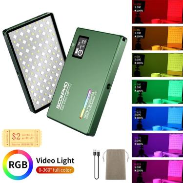 Imagem de Soonpho-Dimmable RGB LED Camera Light Kit  Saída a Cores  Vídeo  Painel Bi-Color  2500K-8500K  CRI