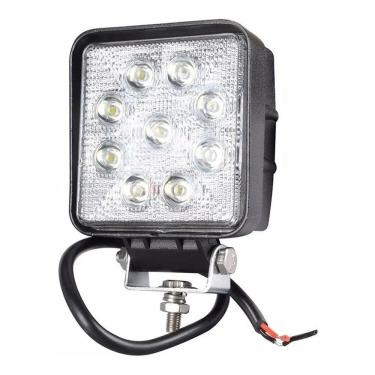 Imagem de Farol de milha 9 Leds 27w Led Quadrado Universal Branco Frio Carro Moto Off Road Trator Caminhao Onibus Suv Trilhas