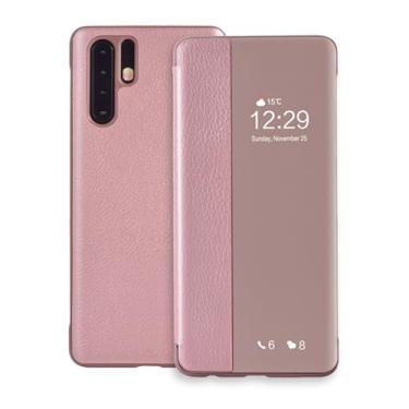 Imagem de Capa flip de couro para celular, capinha para huawei p30 p40 pro p30pro p20 lite p10 plus p 30 20 10 p10plus p20lite p20pro, ouro rosa, para p20 pro
