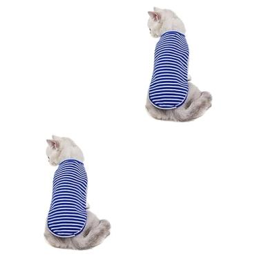 Imagem de Milisten 2 Unidades roupa de gato listrada brinquedo peixinho dourado roupas listradas Roupa para gatinhos roupa listrada de gato camisa listrada de gato bicho de estimação lindo curto