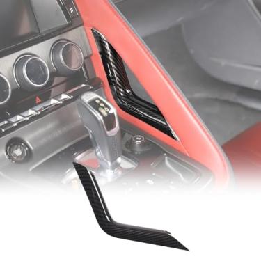 Imagem de Daeiclru Capa de acabamento lateral do painel de mudança de marchas do console central compatível com Jaguar F-Type 2013-2024, tira de acabamento do lado direito da mudança de marchas do carro ABS,