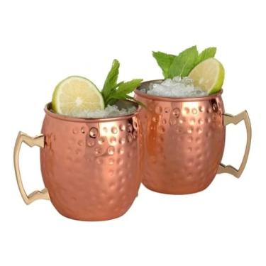 Imagem de Kit 2 Canecas Moscow Mule Em Cobre Puro Martelada 500 Ml