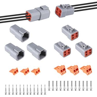 Imagem de MUYI 3 kits de conector DTP de 4 pinos 14-12 AWG à prova d'água IP65 soquetes resistentes à prova d'água tamanho 12 pinos terminais classificação de corrente 25 amperes (modo de 4 pinos)