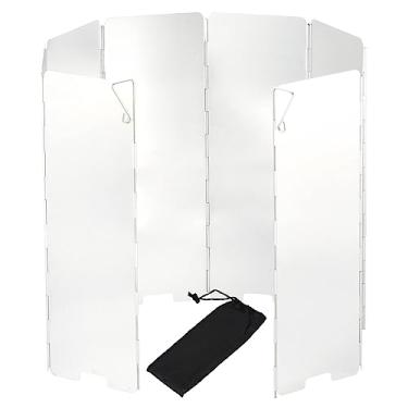 Imagem de SEADESKY 8 placas fogão de acampamento para-brisas dobrável ao ar livre fogão pára-brisa acampamento tela de vento para-brisa liga de alumínio para-brisa para queimador de butano grade bloqueador de vento escudo