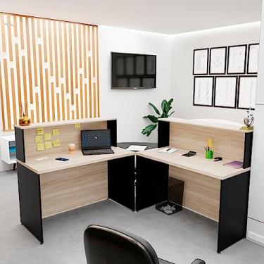 Imagem de Balcão Atendimento De Canto Em L Recepção Consultório 120x60 NetMobil (Carvalho)