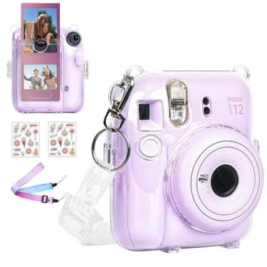 Imagem de WOGOZAN Capa transparente Instant Mini 12 para câmera Fujifilm Instax, capa protetora com bolso traseiro atualizado, comporta 10 filmes e duas alças ajustáveis (sem câmera)