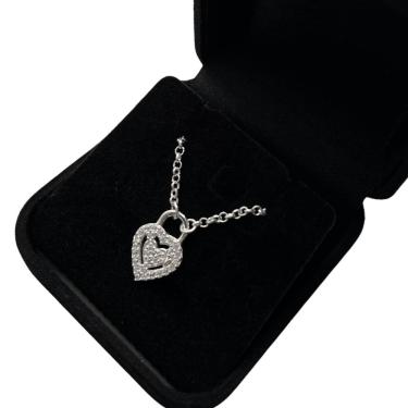Imagem de Colar Feminino Coração Cadeado Wendy Cravejado Em Prata 925