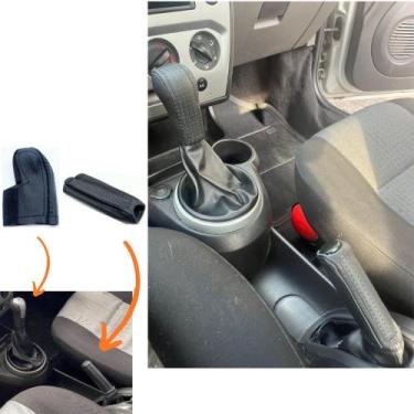 Imagem de Kit Capas Couro Manopla Câmbio Manual E Alavanca Freio de  Mão Ka 2008