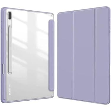 Imagem de Capa para tablet com suporte de lápis para Samsung Galaxy Tab S9 FE 11 Plus 12,4 polegadas 2023 Tab A9 S9 S8 S7 27.9 cm Plus 31.5 cm (cinza azul, Tab S8 27.9 cm)