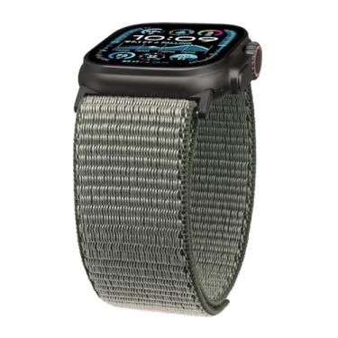 Imagem de Pulseira de relógio de tecido de nylon ultralarga compatível com Apple Watch de 38 mm, 40 mm, 41 mm, 42 mm, 44 mm, 45 mm, 49 mm, pulseiras esportivas ajustáveis para mulheres e homens (42 mm/44 mm/45