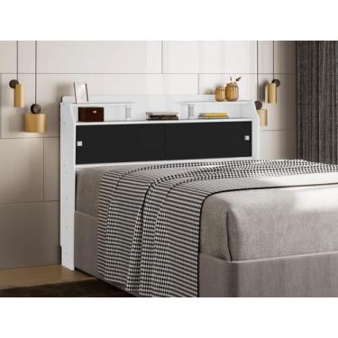 Imagem de Cabeceira casal flex elisa conjunto box 138cm branca/preta - FRAMAR MO