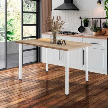 Imagem de Mesa De Jantar Retangular 4 Lugares 110 cm Branco Carvalho Pop Ciplafe