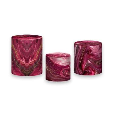Imagem de Trio de Capas de Cilindro - Efeito Mármore com Glitter Dourado 086 - V