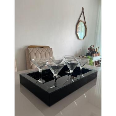 Imagem de Bandeja Grande Vidro Preto Luxo 60x35 - Inova Decor