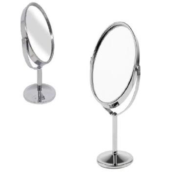 Imagem de Espelho de Mesa Oval Giratório Dupla Face Aumento Zoom P - Bm36