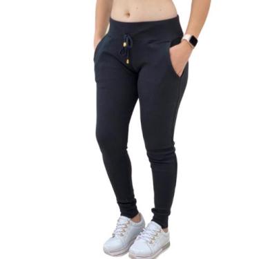 Imagem de Calça Ribana Feminina Moletom Cintura Alta Confortável - JinkingStore,