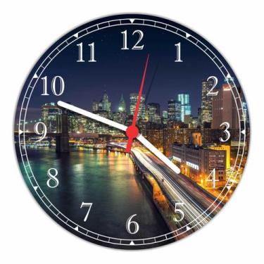 Imagem de Relógio De Parede Cidade Ponte New York Decoração Quartz - Vital Quadr