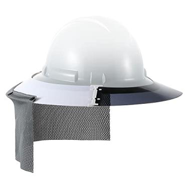 Imagem de Feekoon Viseira de capacete reutilizável, com protetor de pescoço respirável rede de sombra completa aba dura chapéu protetor solar, capacete de proteção solar, compatível com boné V-Gard, capacete não incluído