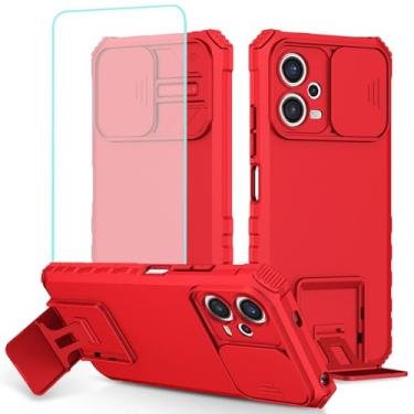 Imagem de Tothedu Capa para Redmi Note 12 5G, capa para Redmi Note 12 4G/Poco X5 5G com protetor de tela de vidro temperado e capa de câmera deslizante, capa protetora fina para celular Xiaomi Poco X5 5G