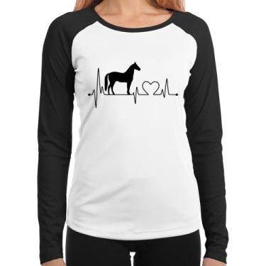 Imagem de Baby Look Raglan Cavalo Batimentos Cardíacos Manga Longa - Foca na Mod