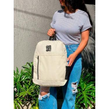 Imagem de Mochila Nylon Bolso Vertical GOOD VIBES ONLY Estampada Personalizada R