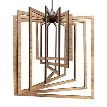 Imagem de Luminária Lustre Pendente Sala Jantar Cozinha Moderno Quadrado Grande 