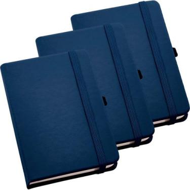 Imagem de Kit 3x Caderneta de Anotações 9x14cm 80 Fls Sem Pauta Azul - TopGet