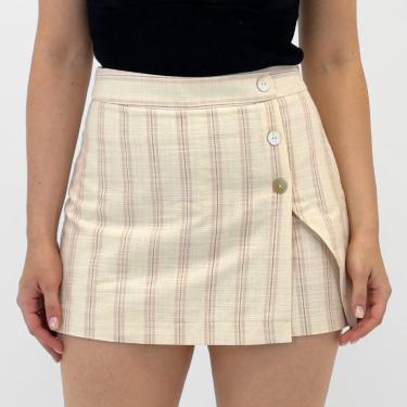 Imagem de Shorts Saia Hering em Tecido Listrado Feminino-Feminino