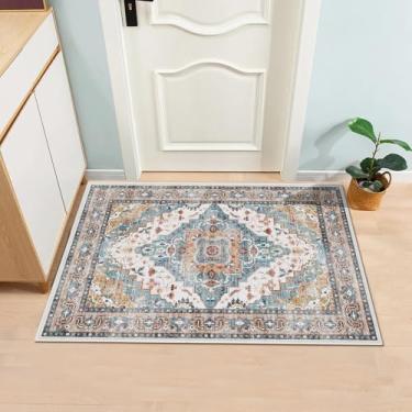 Imagem de YLAREE Tapete lavável pequeno tapete de entrada antiderrapante tapete de porta interna 2x3 entrada resistente a manchas tapetes de baixa pilha para interior da porta da frente piso quarto cozinha