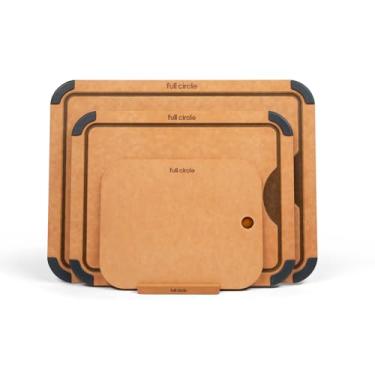 Imagem de Full Circle Tábua de corte de 3 peças segura para lava-louças com suporte, livre de BPA, de origem sustentável