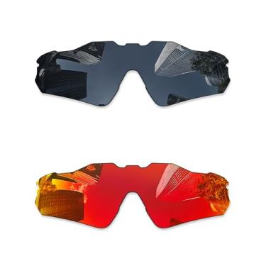 Imagem de Combine8 2 peças (ajuste juvenil) lentes de substituição ploarizadas para óculos de sol Oakley Radar EV XS Path OJ9001 - preto + vermelho fogo