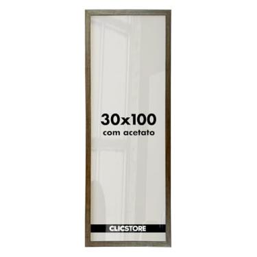 Imagem de Moldura Quadro 30x100 cm p/Quebra Cabeça Grow Puzzle 1500 peças Panorâmico c/Acetato Decoração Parede Sala Escritório (Tabaco)