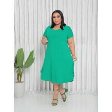 Imagem de Vestido Midi Plus Size 46 ao 54 Com Manguinha Viscolycra Altamente lev