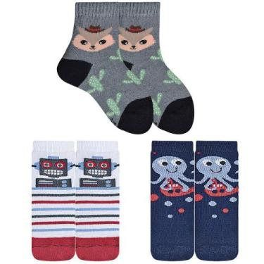 Imagem de Kit de Meia Infantil Estilo 3 Pares - Meias Sene