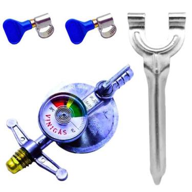 Imagem de Regulador Visor proturbo Botijão Gás Com Chave e Abraçadeira - VINIGÁS