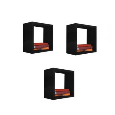 Imagem de Kit 3 Nicho Decorativo 15x15x15 cm Em Mdf - Móveis Trovarelli, Preto