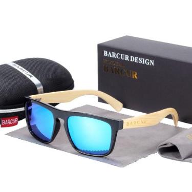 Imagem de óculos polarizados masculinos Square Bamboo proteção uv400 - BARCUR, A
